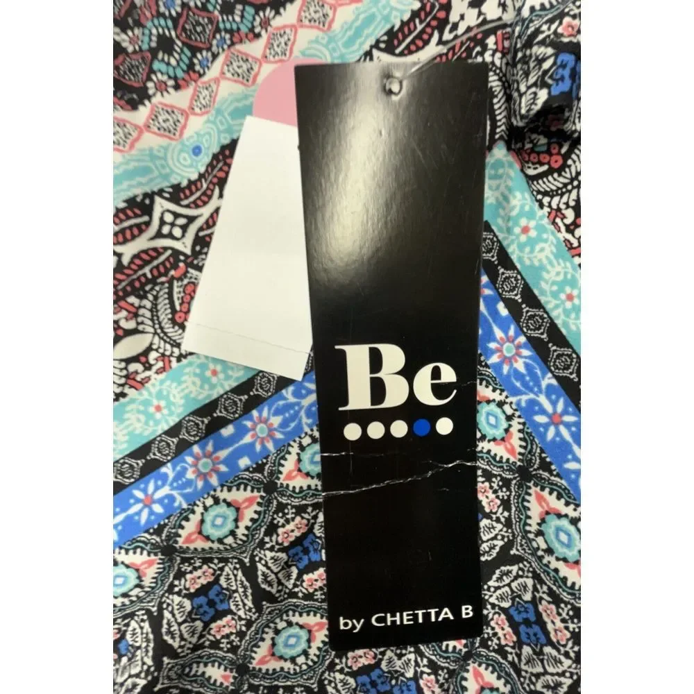 Be Chetta B Dress 16 Black Coral Stretch Knee Boho Mandala‎ Geometric New - Picture 9 of 10